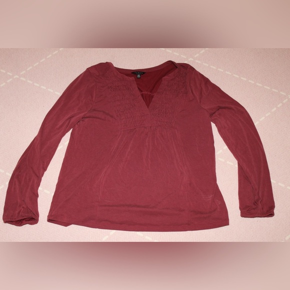 Lucky Brand Women’s Medium Burgundy Long Sleeve Shirt Blouse Fall Top - Picture 1 of 2